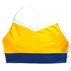 Five the Label Mustard Yellow and Blue Colorblock Sports Bra